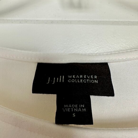 J. Jill Wearever Top Cream Ivory Draped Ruched Waist Round Neck Size Small - Picture 5 of 10